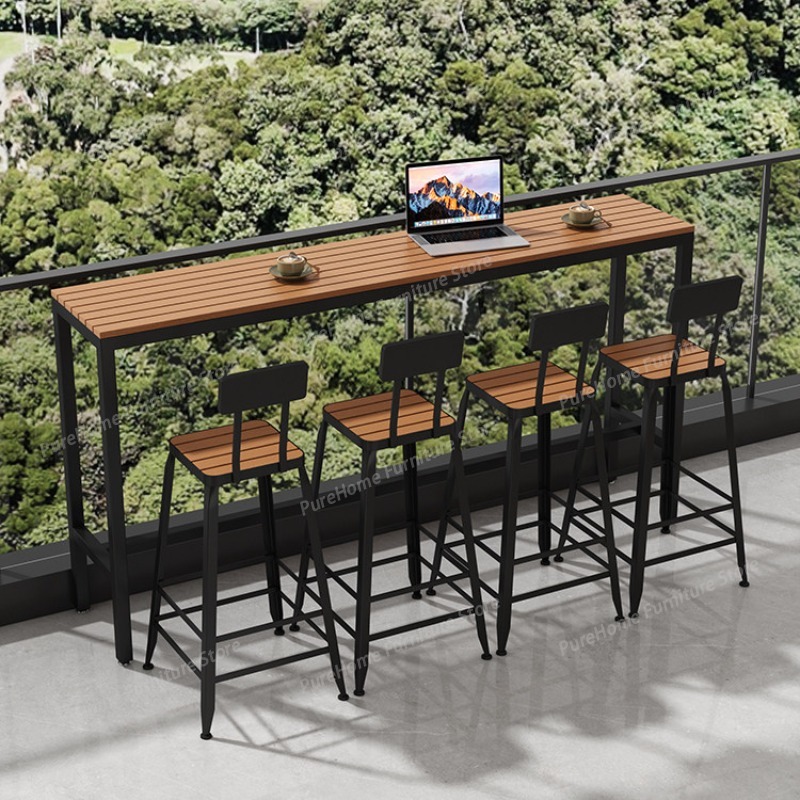 Outdoor Furniture Cafe - Modern Outdoor Weather-Resistant Bar Table Long