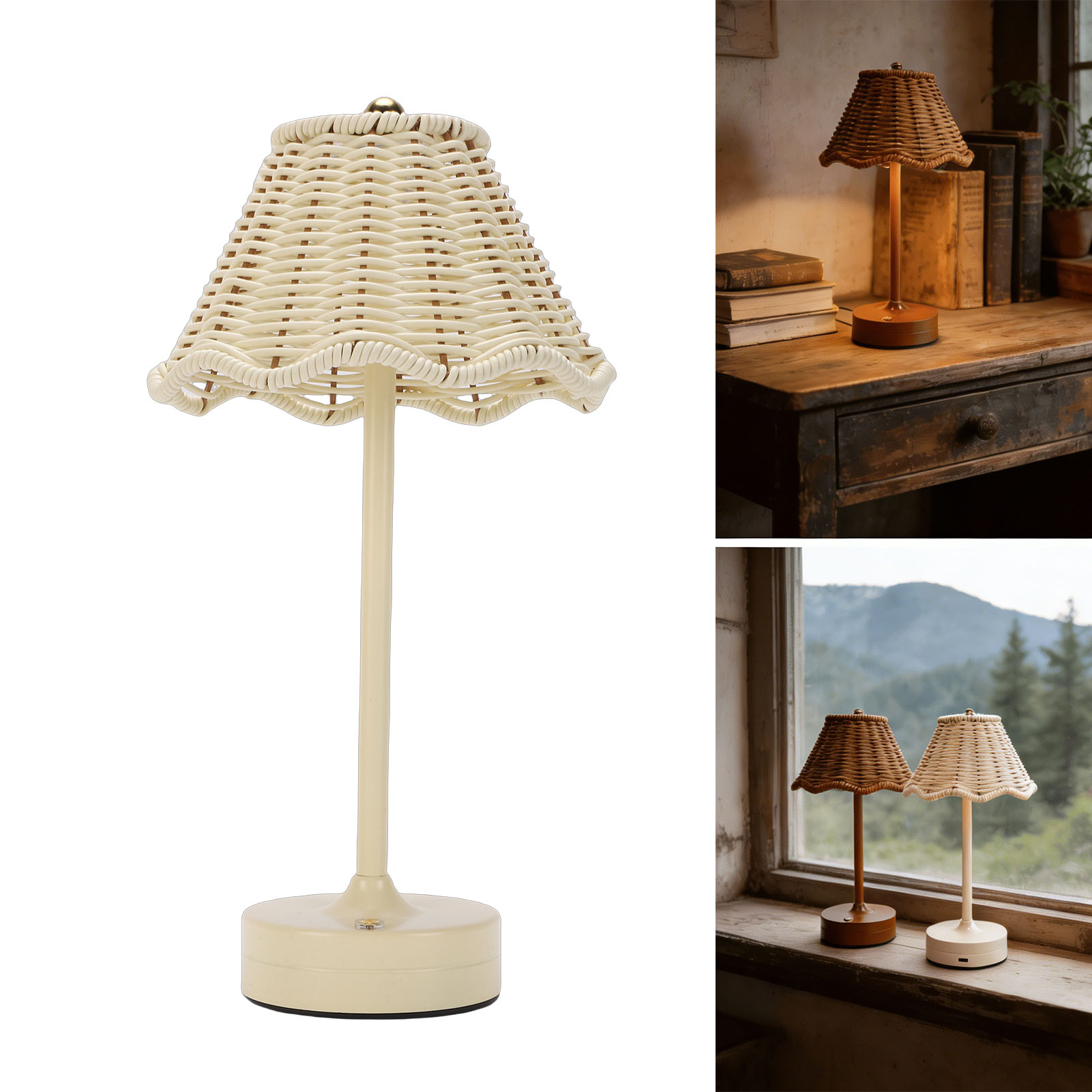 Outdoor Furniture Cafe - LED Vintage Rattan Table Lamp 3