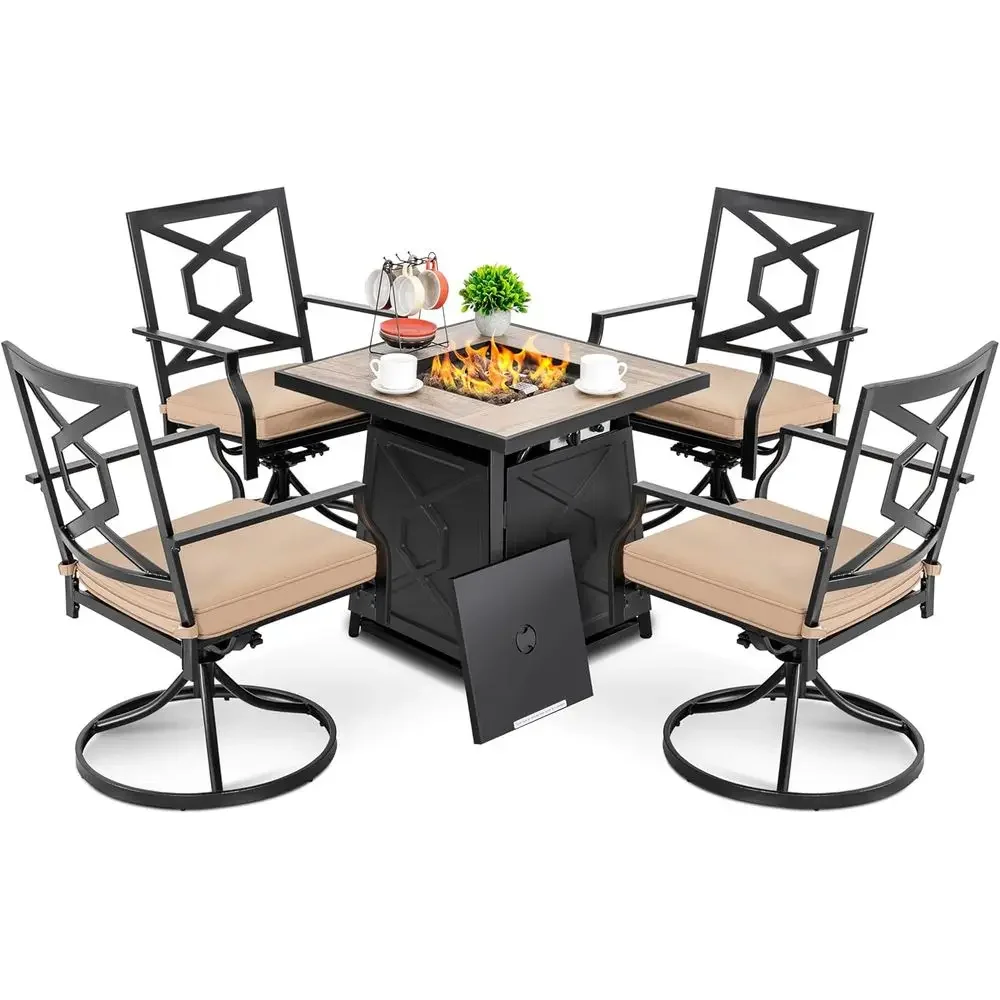 Outdoor Furniture Fire Pit - 5-Piece Outdoor Patio Furniture Set with