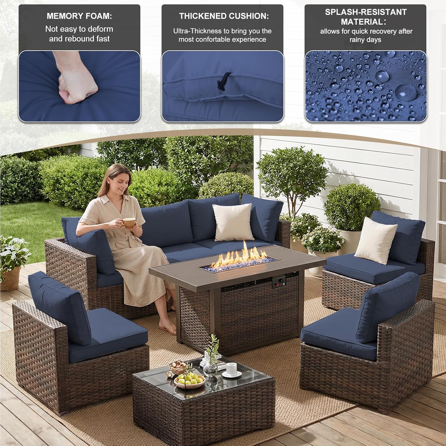 8 Pieces Patio Furniture Sets  - огляд і ціна Outdoor Furniture Fire Pit