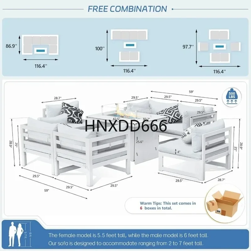 7-Piece Aluminum Outdoor Patio - огляд і ціна Outdoor Furniture Fire Pit