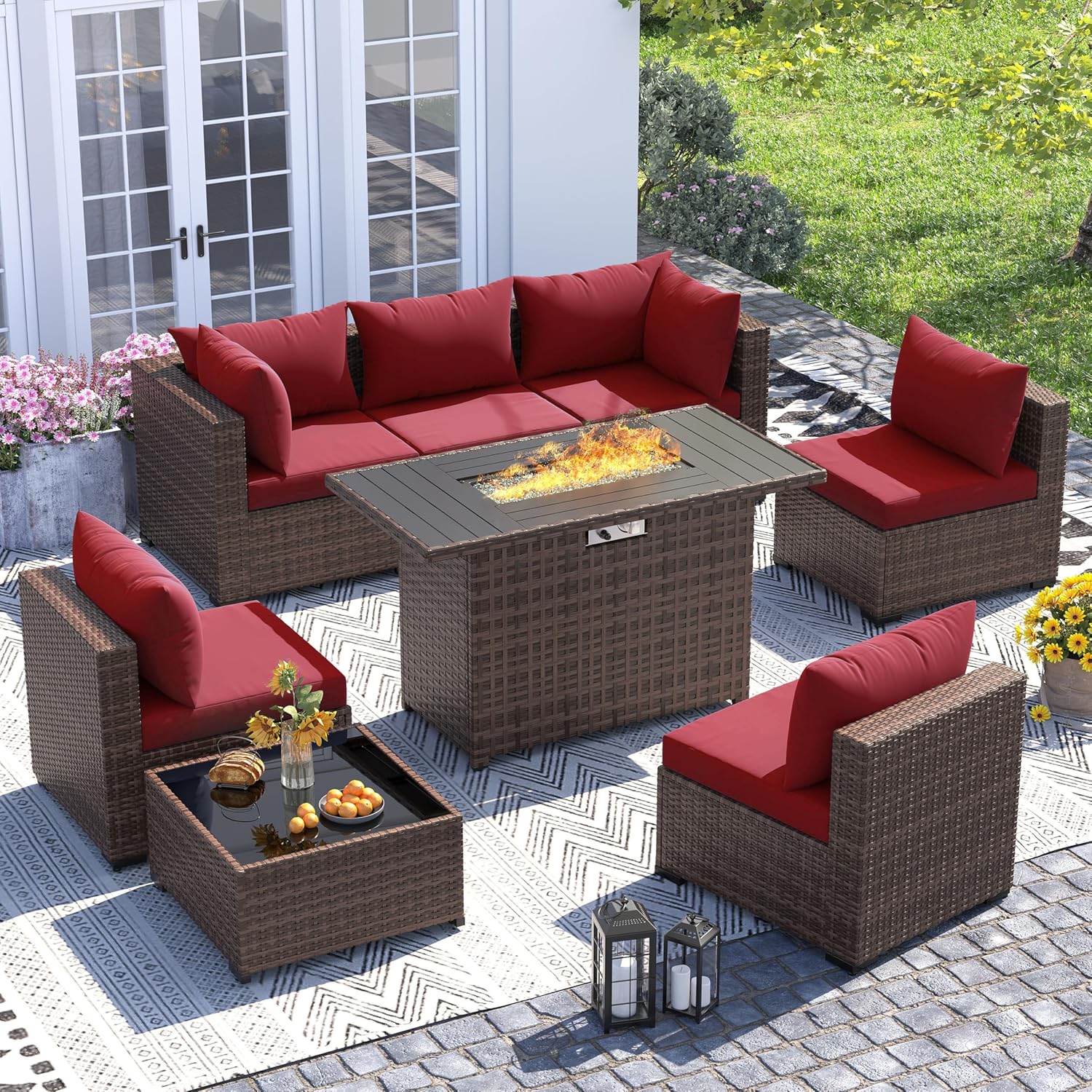 8pc All-Weather Wicker Section - огляд і ціна Outdoor Furniture Fire Pit
