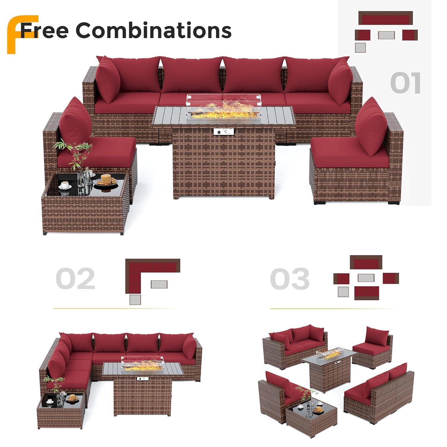 8pc All-Weather Wicker Section - огляд і ціна Outdoor Furniture Fire Pit