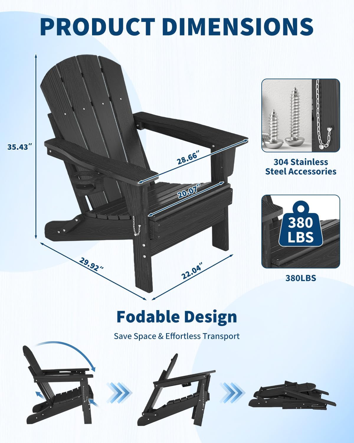 Folding Adirondack Chair HDPE  - огляд і ціна Outdoor Furniture Fire Pit