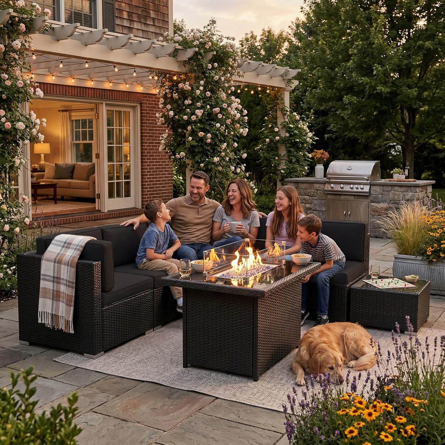 8 Pieces Patio Furniture Set w - огляд і ціна Outdoor Furniture Fire Pit