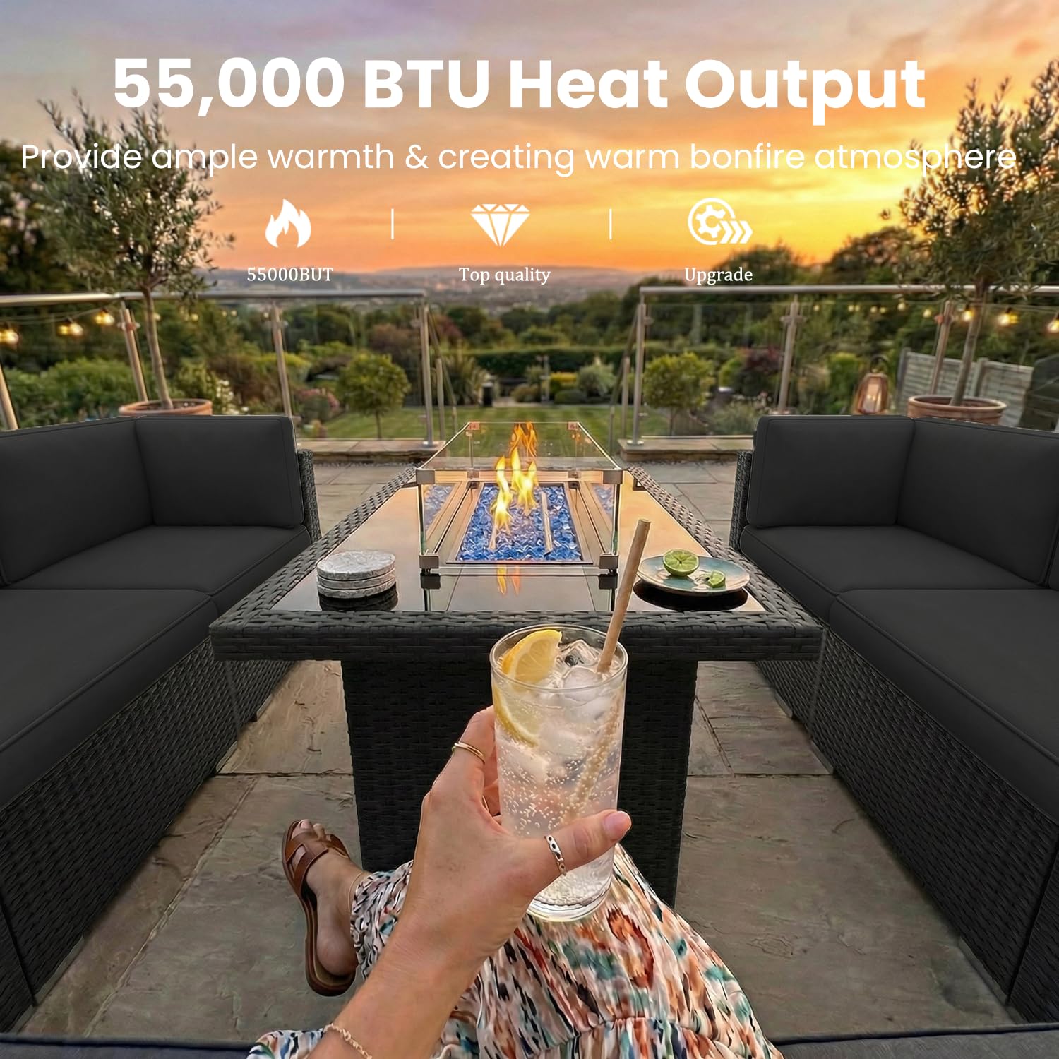 8 Pieces Patio Furniture Set w - огляд і ціна Outdoor Furniture Fire Pit