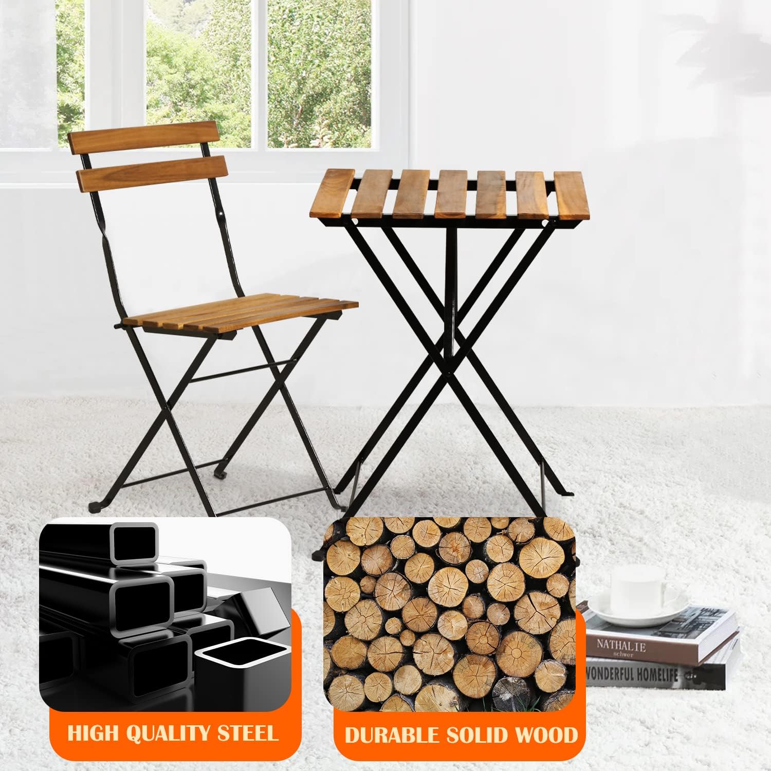 Natural wood 3-piece folding p - огляд і ціна Outdoor Furniture Sofa