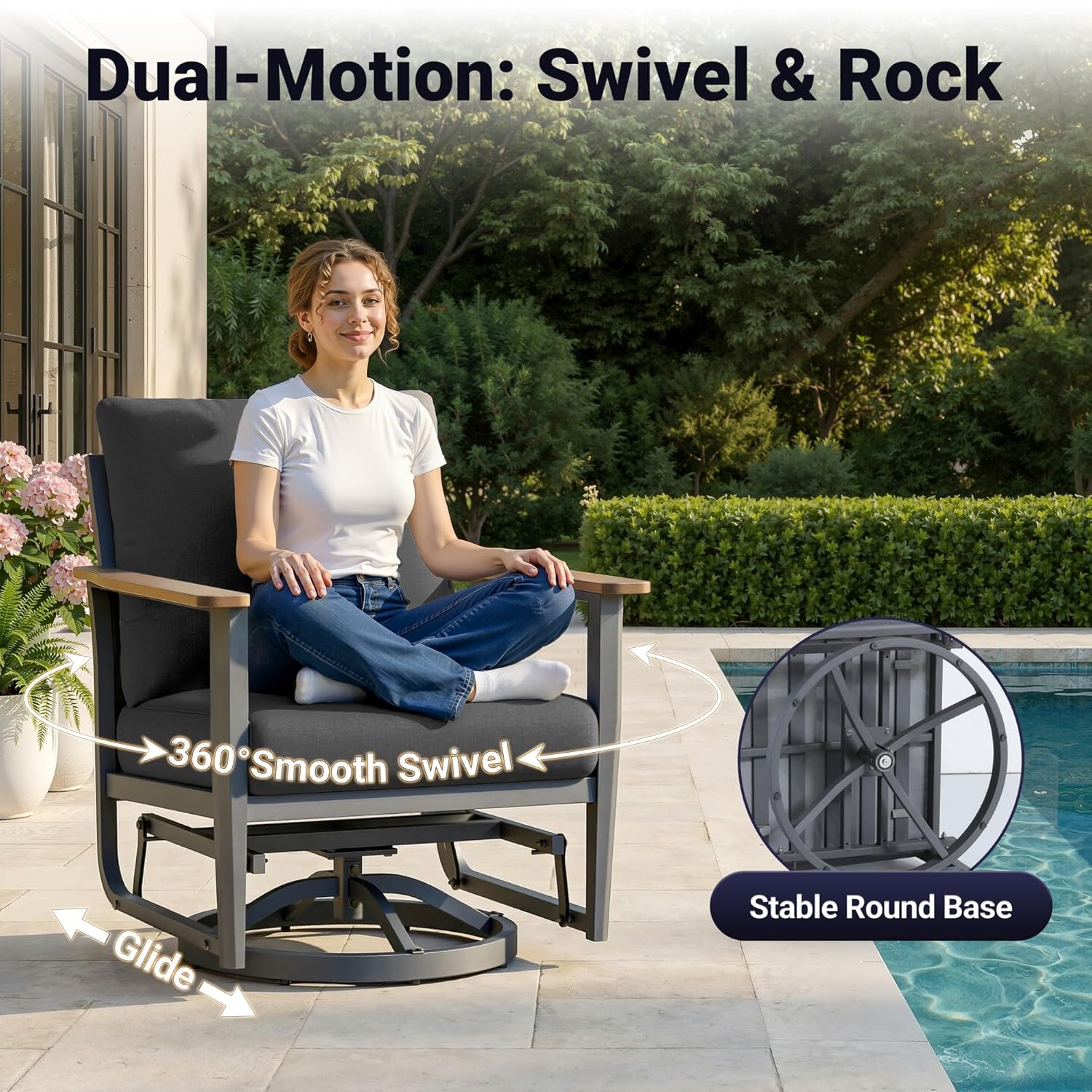 5pc Aluminum Patio Set Swivel  - огляд і ціна Outdoor Furniture Fire Pit