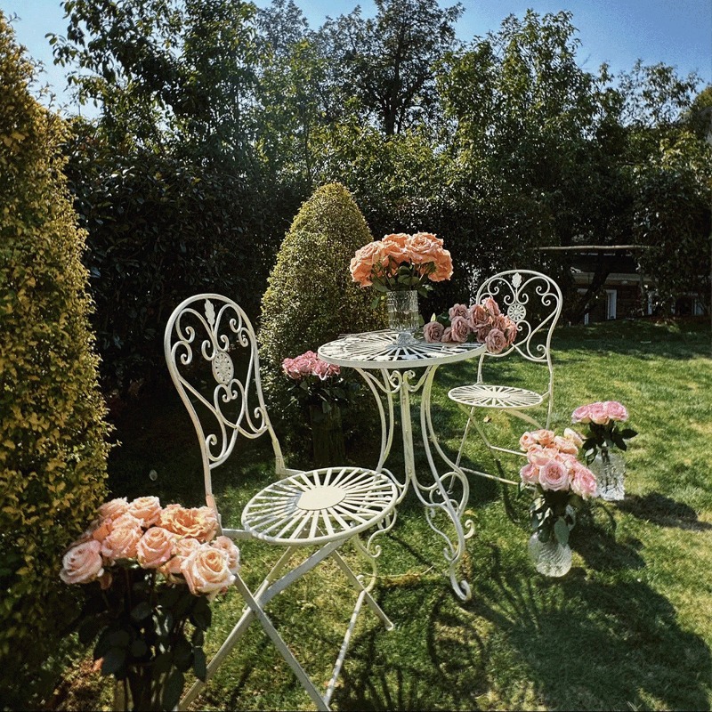 French Vintage Iron Table and  - огляд і ціна Outdoor Furniture Cafe