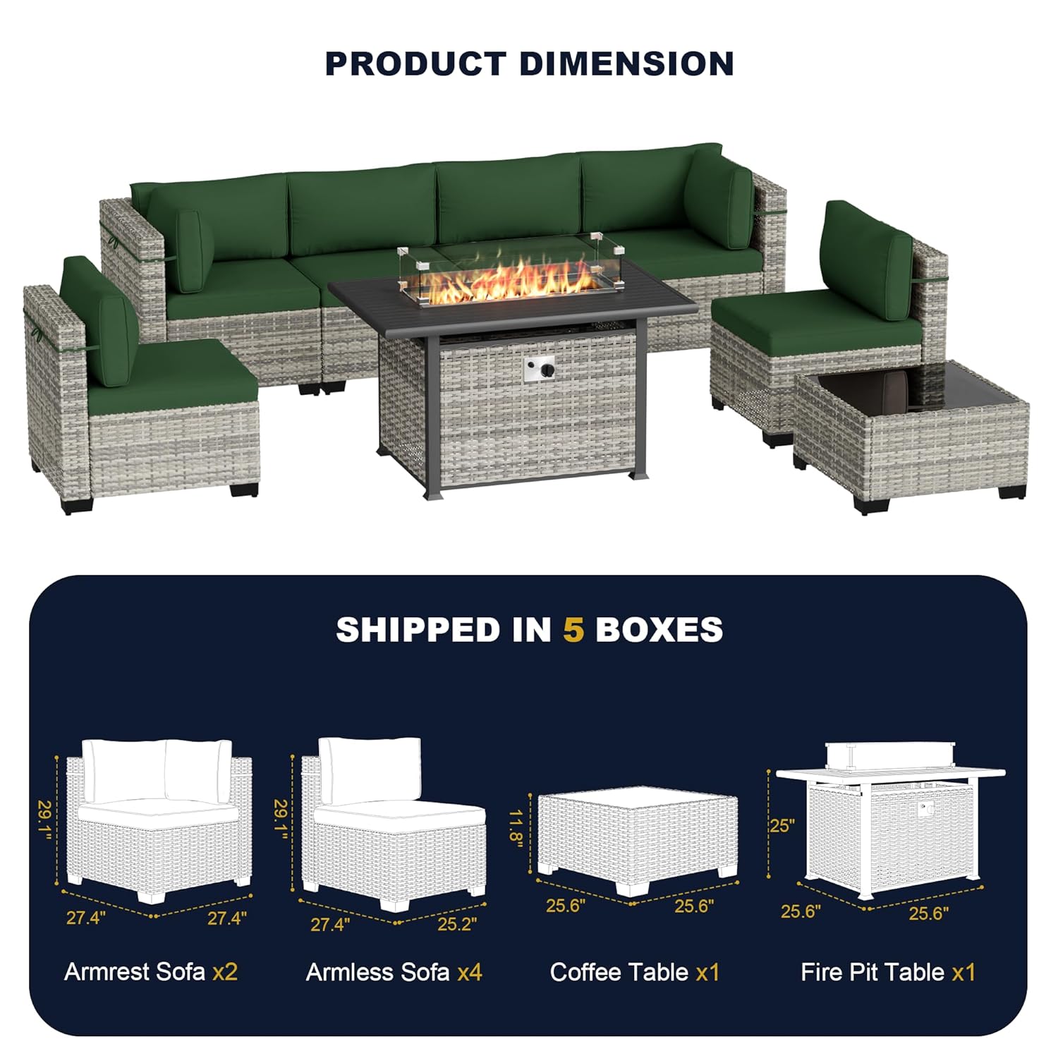 8-Piece Outdoor Patio Furnitur - огляд і ціна Outdoor Furniture Fire Pit