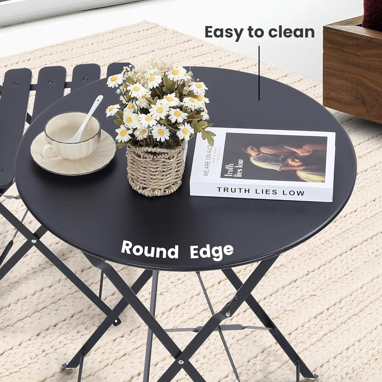 Space-saving black 3-piece fol - огляд і ціна Outdoor Furniture Sofa
